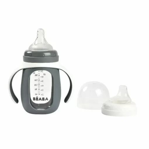 Beaba 2-In-1 Glazen Meegroeifles Grijs 210Ml