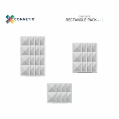 Connetix Tiles Clear Rectangle Pack (12St) | Magnetische Bouwtegels | Kidsdeco.Nl