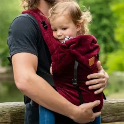 Draagzak Click Carrier Ribbed Velvet Berry Red Bykay