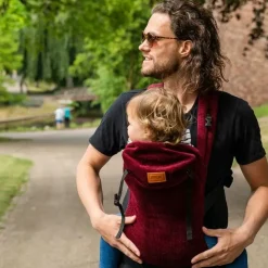 Draagzak Click Carrier Ribbed Velvet Berry Red Bykay