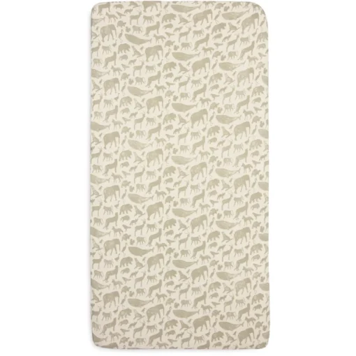 Jollein Hoeslaken Ledikant Jersey Animals Olive Green
