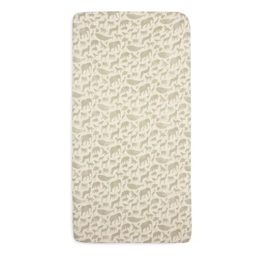 Jollein Hoeslaken Wieg Jersey Animals Olive Green 40X80Cm