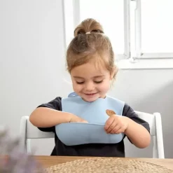 Lassig Siliconen Slab Happy Rascals Smile Sky Blue - Ideaal Voor Eerste Hapjes