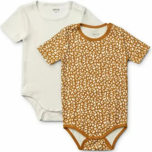 Liewood Rompers Korte Mouw Yanni Mini Leo/Caramel Mix (2St)