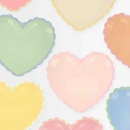 Pastel Hearts Grote Papieren Feestbordjes Van Meri Meri (8St)