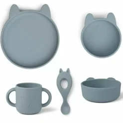 Siliconen Baby Serviesset Vivi Rabbit Sea Blue Liewood