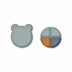 Siliconen Bord Met Vakken Arne Mr Bear Blue Fog Mix Liewood