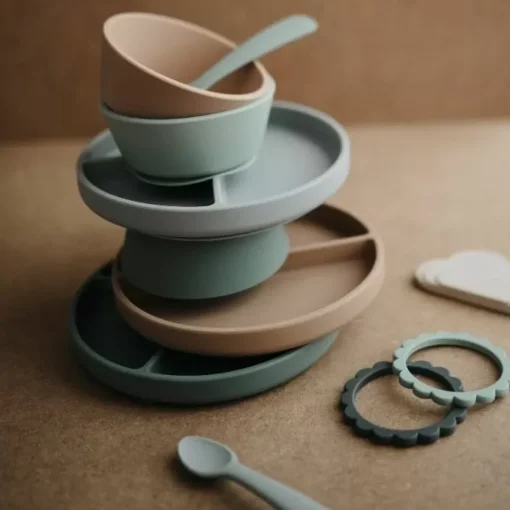 Siliconen Kom Cloudy Mauve Mushie & Co