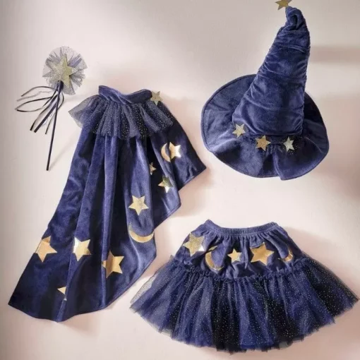 Verkleedcape Tovenaar Velvet Blauw Ginger Ray